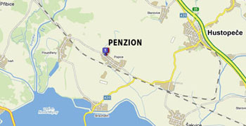 mapa k ubytování v popicích penzion Jižní Morava